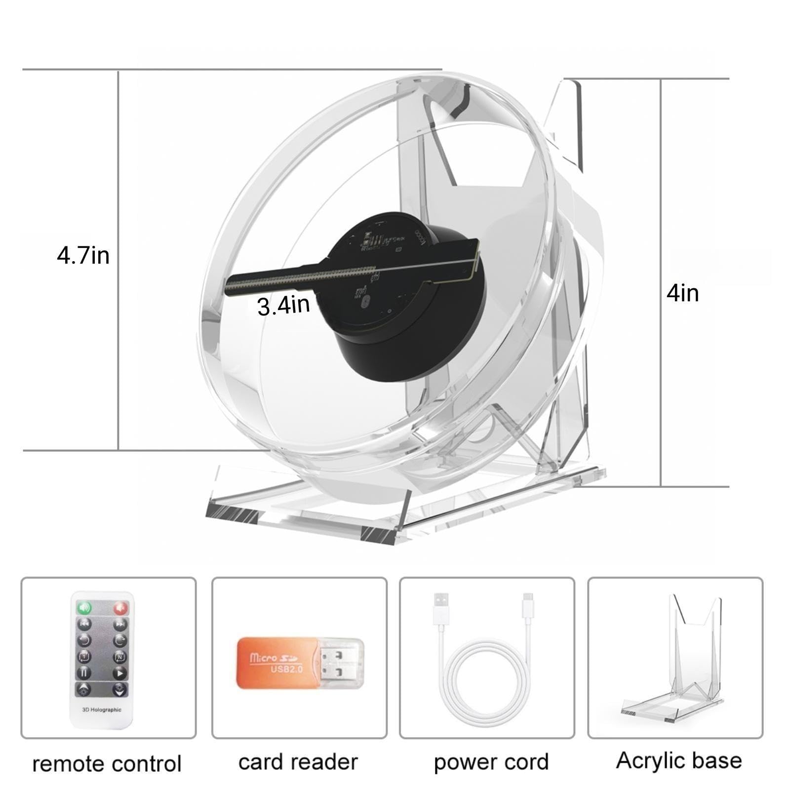 Havisikr 3D Hologram Fan 3.4In Hologram Fan Projector Suitable For Events?Party?Festivals And Home Decoration Lots Of 3D Materia